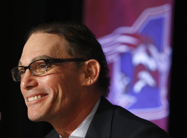 Alouettes coach Trestman speaks to the media in Calgary