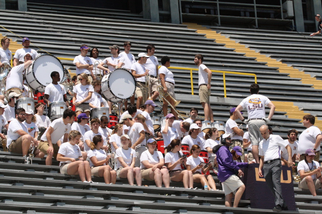 The LSU Band getting ready to play some tunes.