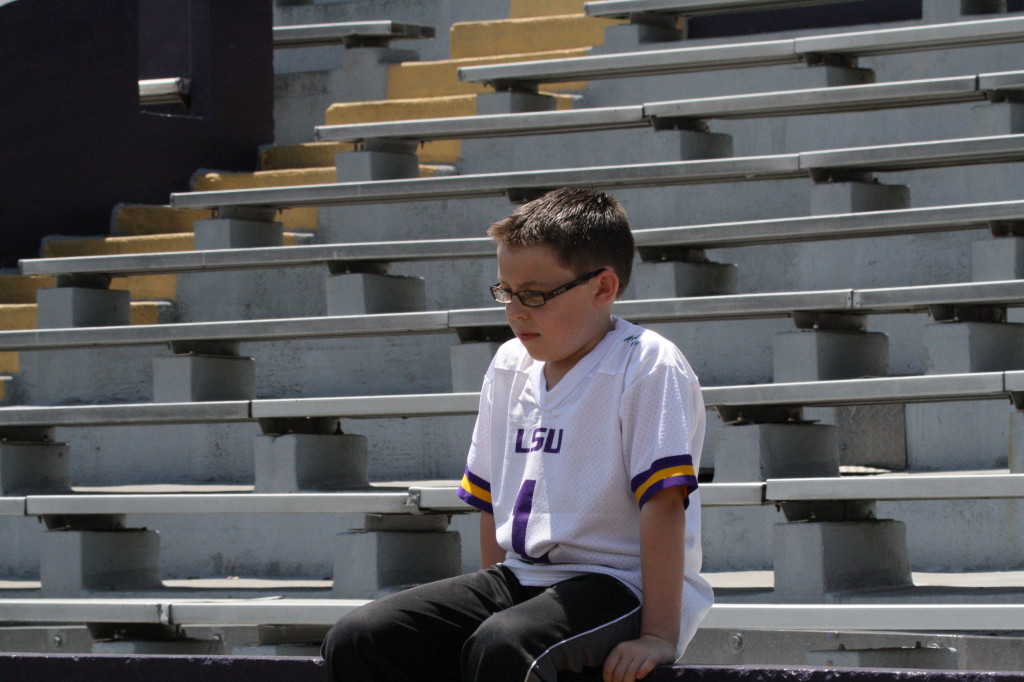 A LSU Fan hanging out at the spring game.