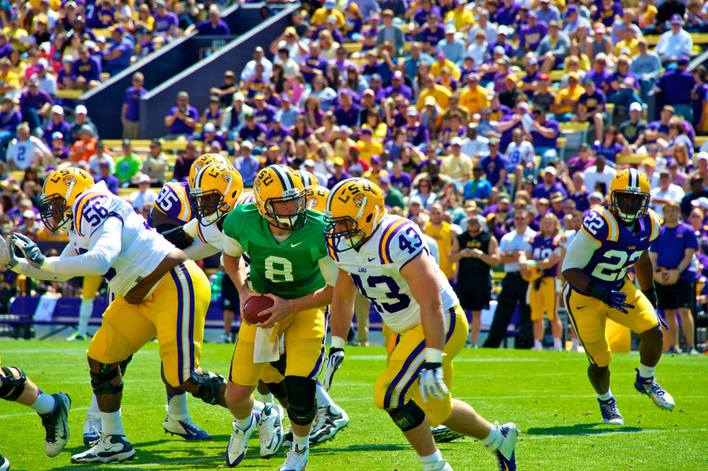 Zach waits to hand the ball off.