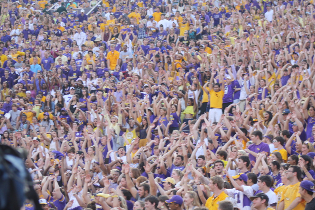 LSU Student Section starting the wave.