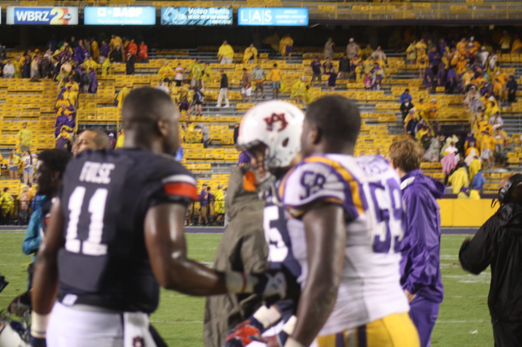 LSU and Auburn players saying there good byes.