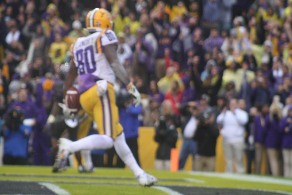 WR Landry strolls into the endzone untouched.