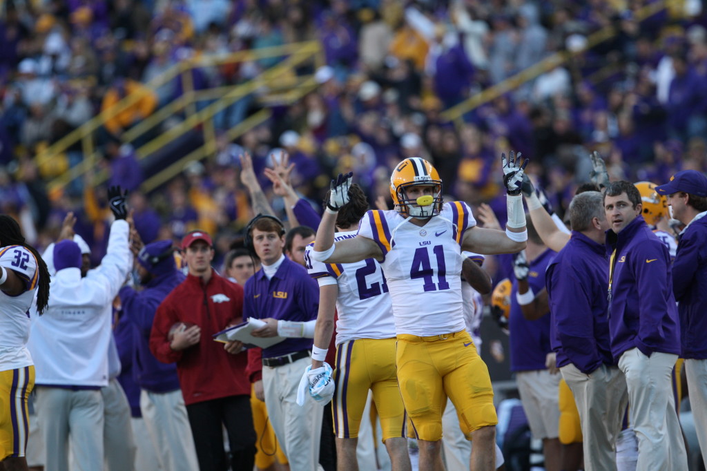 no.41 Travis Dixon getting fired up.