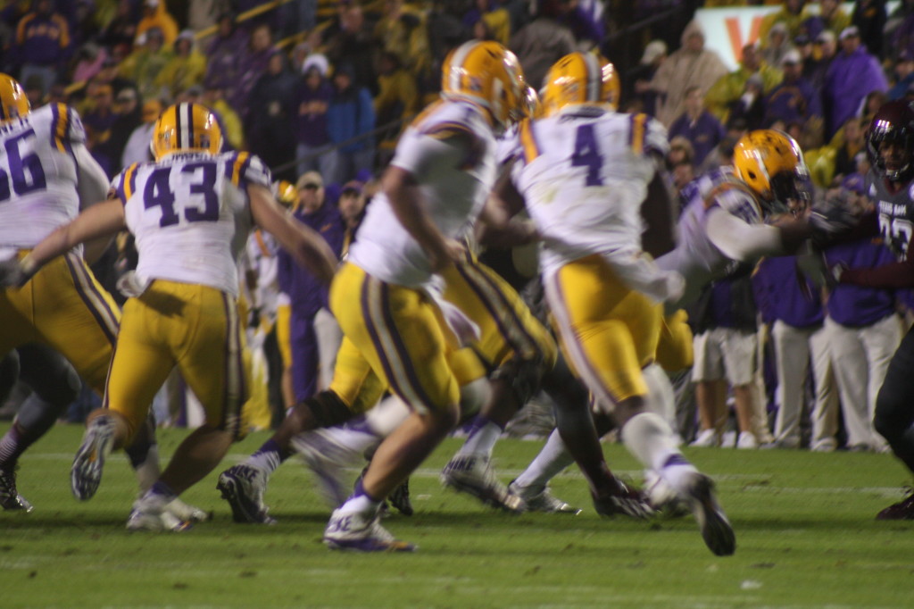 Blue takes the handoff