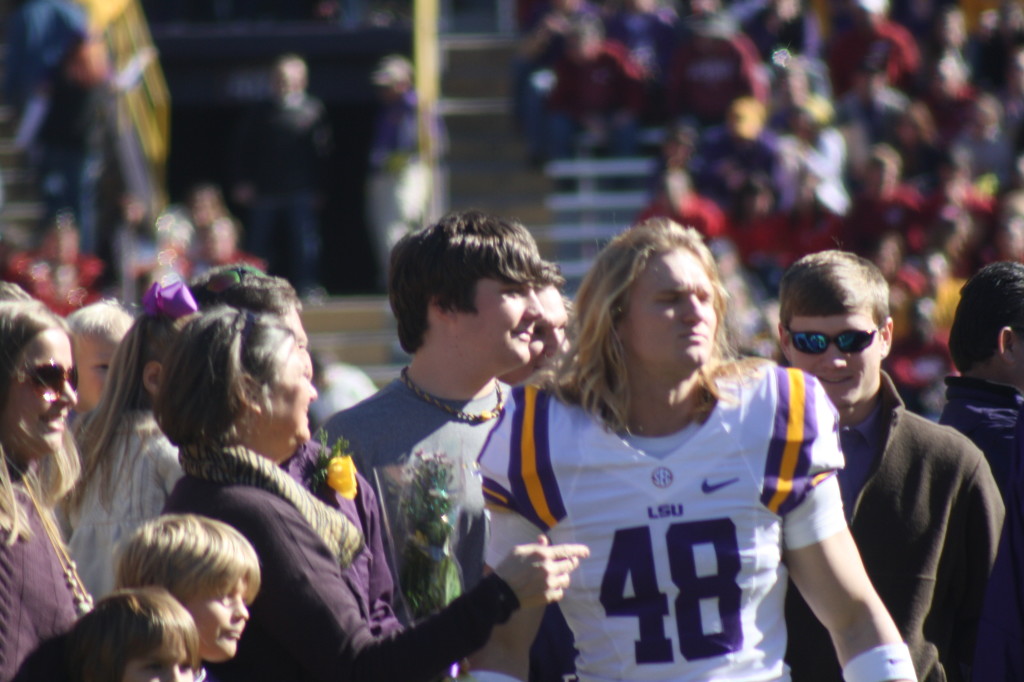 LSU no.48 Seth Fruge on senior day with his family.