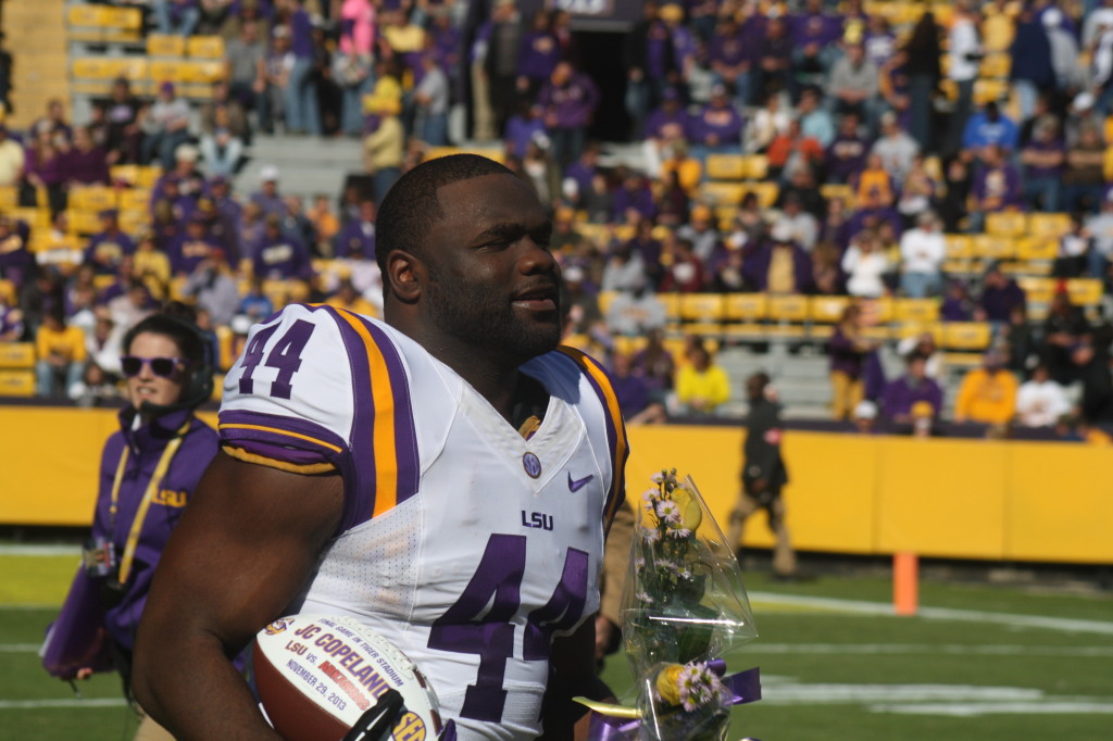 Here comes J.C. Copeland for his last day at Tiger Stadium.