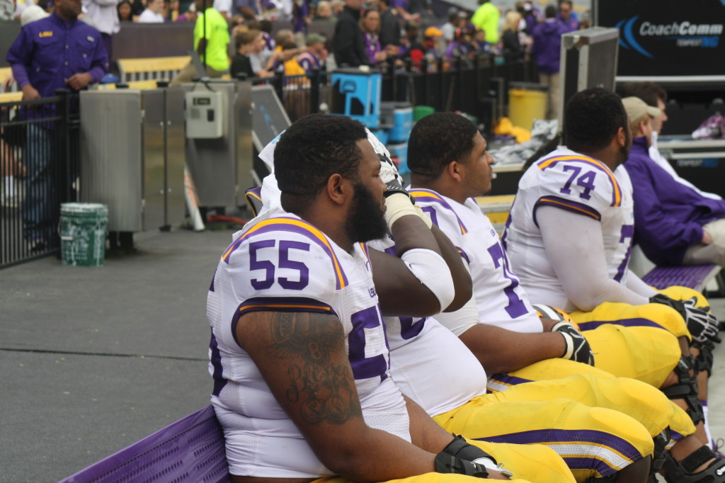 LSU offensive line done for the day