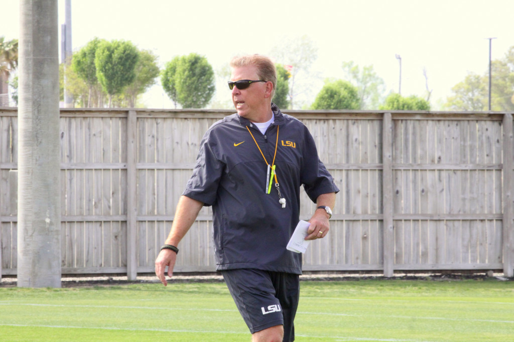 Coach Cam Cameron giving some direction during practice.