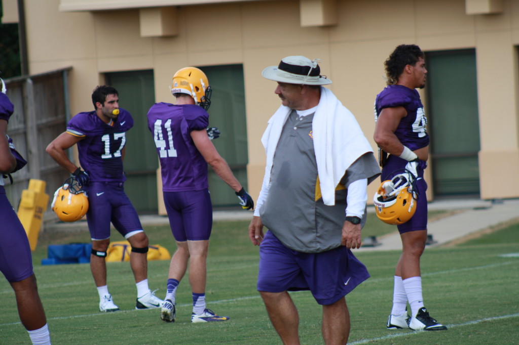 LSU Defense Coach Chavis is looking over the LSU D during summer practice