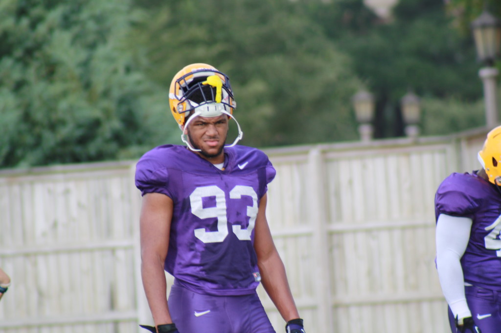 no.93 MJ Patterson takes a breather during the summer practice.