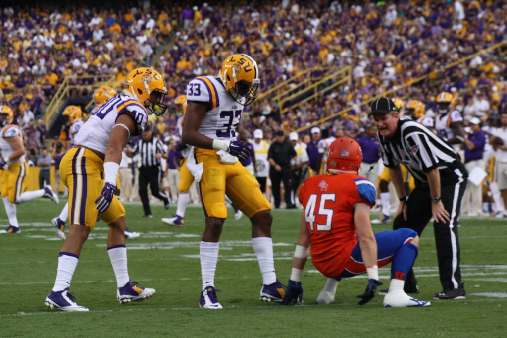 The referee is hanging around