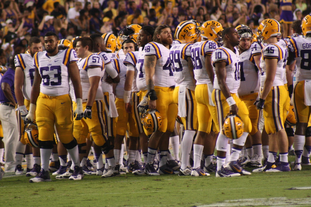 LSU taking a breather in the game.