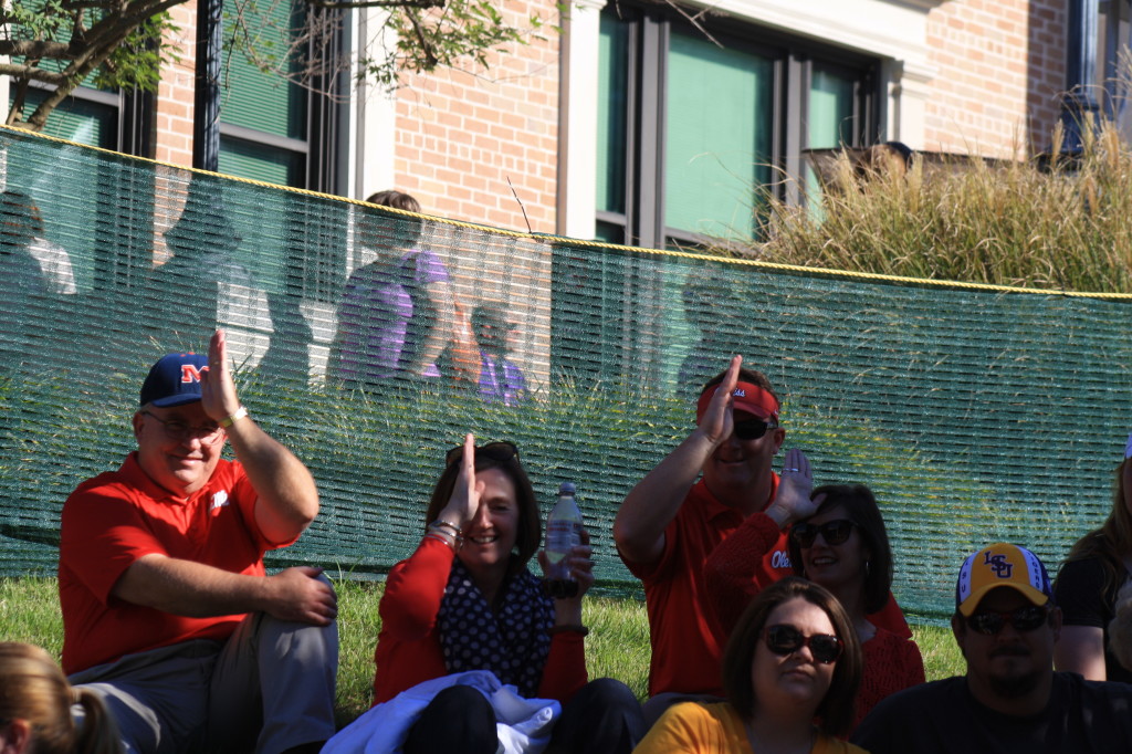 A group of Ole Miss fans who were showing us the land shark signs before the game.