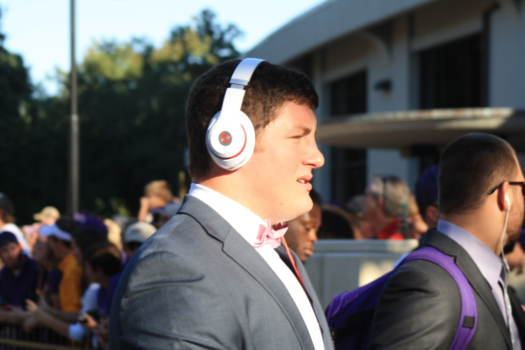 LSU players sporting the bow ties on saturday.