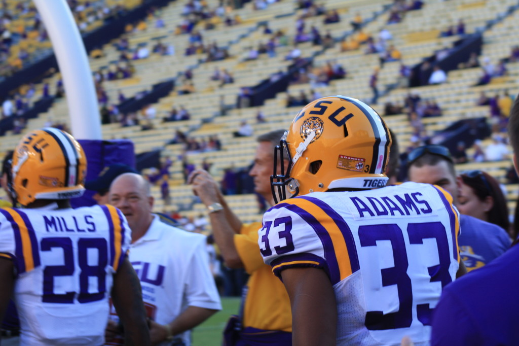 LSU Adams getting coming out of the tunnel.