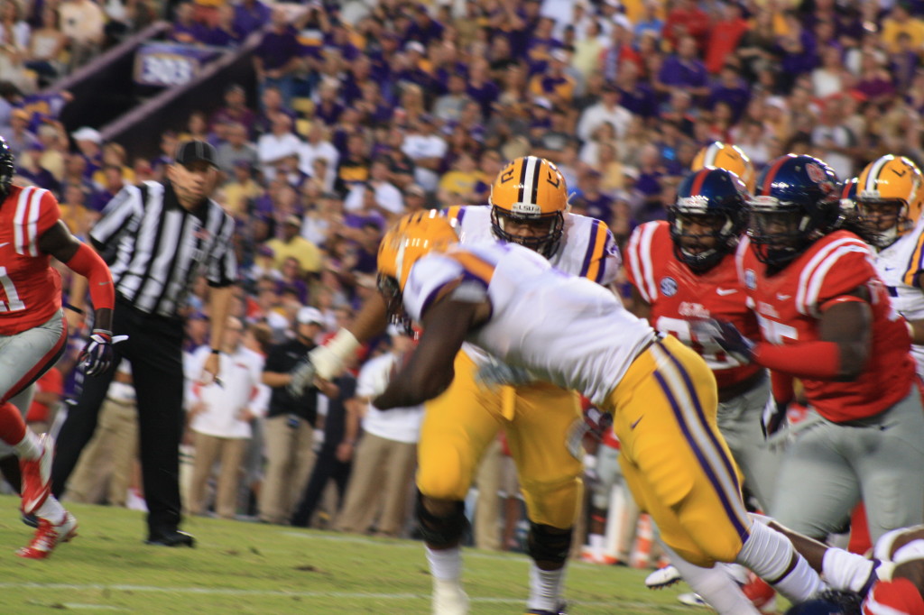 A shoestring tackle brings down LSU Fournette, he would later go on to rush for 113 yards against the no.1 defense in the nation. 