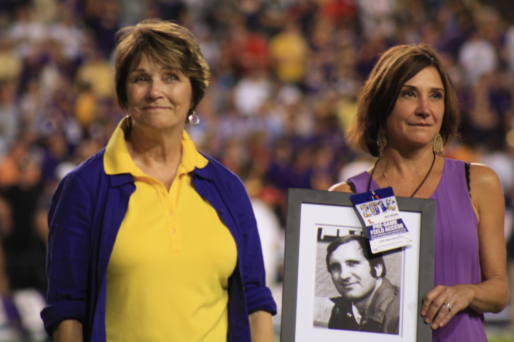 LSU pays respect to Suzanne and her mom, Suzanne was married to the late Bo Rein who died in a plane crash, he was the next coach in line at LSU in 1980. 