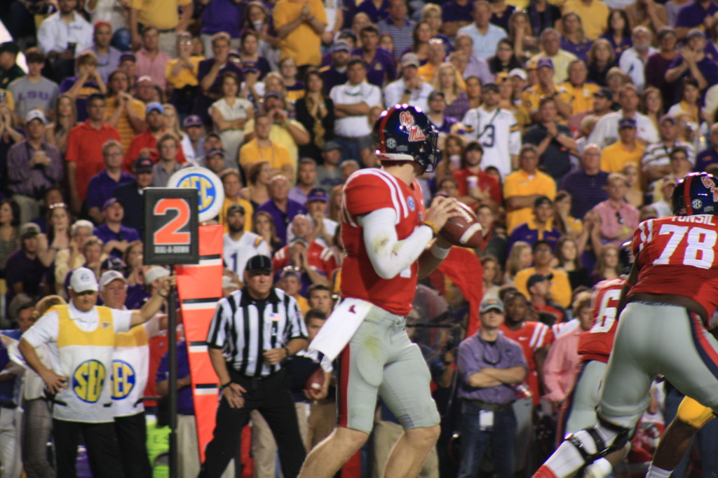 Ole Miss Bo  was 14/ 33 for 171 yrds 1 td, and 1 interception against LSU.....   Wallace was caught jawing with some LSU Fans during the game.