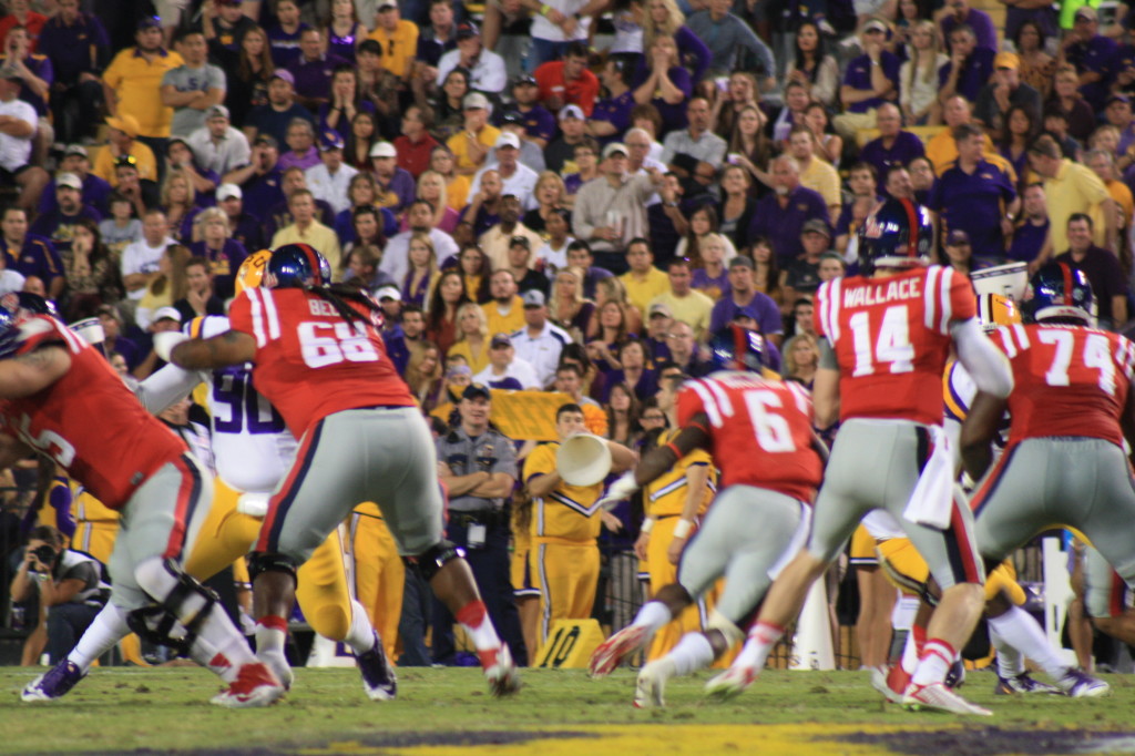 Ole Miss Bo Wallace gets some protection....