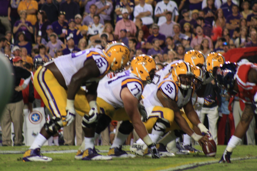 The LSU Offense Line did a great job saturday night as they pushed the no.1 defense in the nation all over the field. 