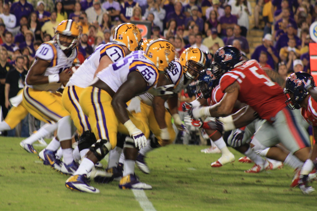 The LSU Offensive Line move the ball well against  the no.1 Ole Miss D all night.