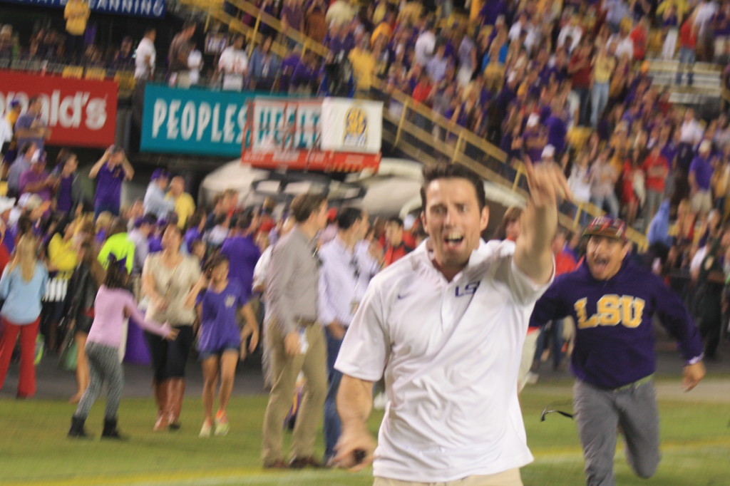 LSU Fans celebrating after LSU knocked off no.3 Ole Miss in Tiger Stadium...