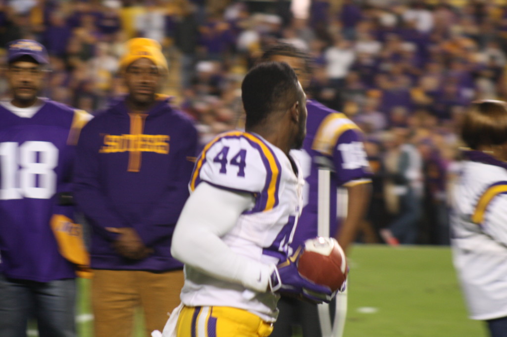 NO.44 Tre' Sullivan running out for Senior Day for the Tigers.