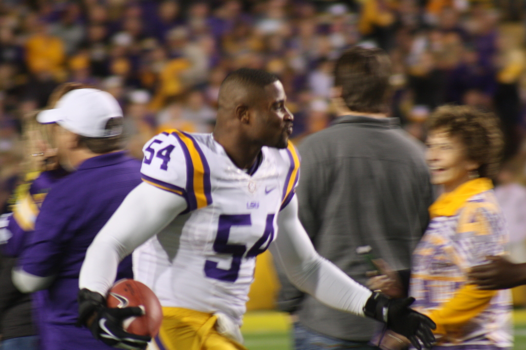 LSU Justin Maclin running out for LSU Senior Day.