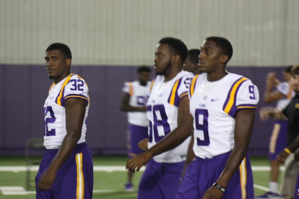 LSU Jibrail Abdul-Aziz. Tony Upchurch and John Diarse strolling over to media day.