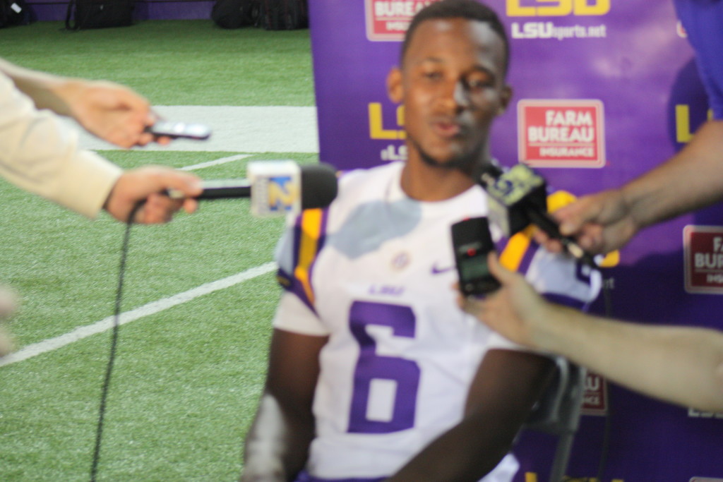 LSU QB Brandon Harris getting alot of questions and attention.