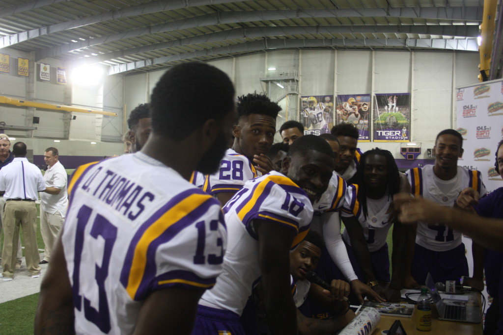 LSU DBU's gathered around the104.5 fm radio station.