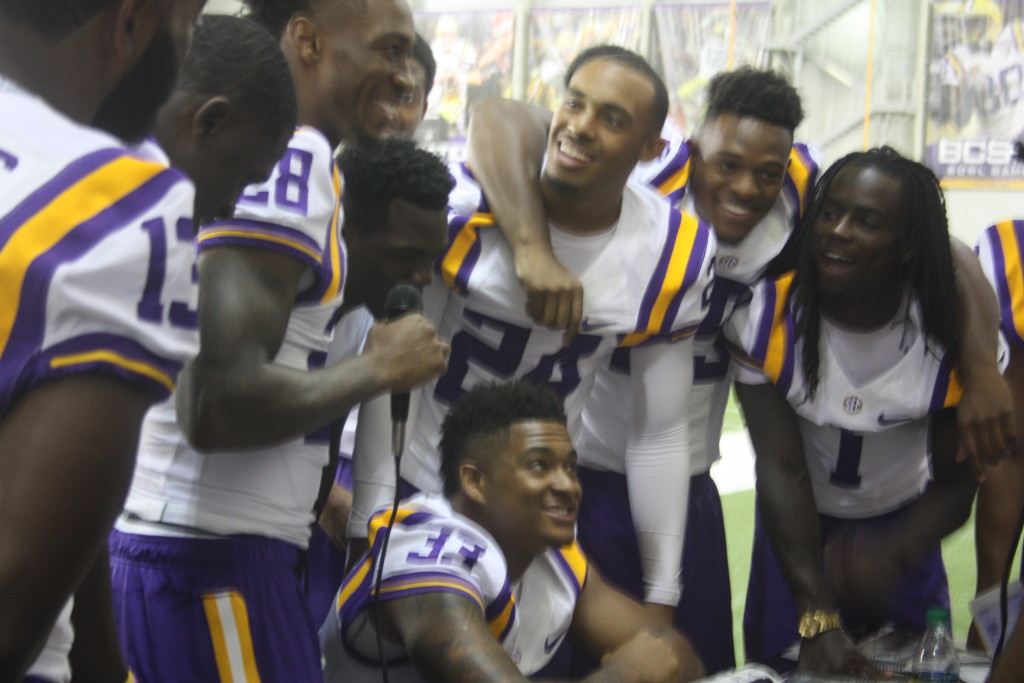 The LSU DBU's having a good time.