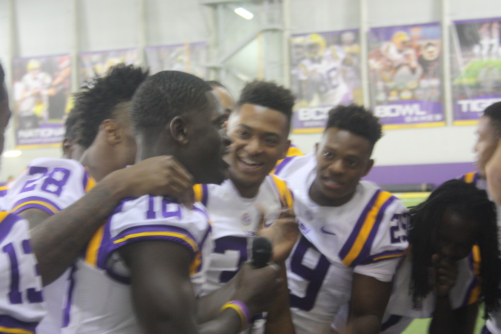 LSU Tre'Davious White gets his turn to talk on the radio.