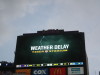 The TV Screen says it all as the LSU vs McNeese State game was delayed for 3 hours before being cancelled.