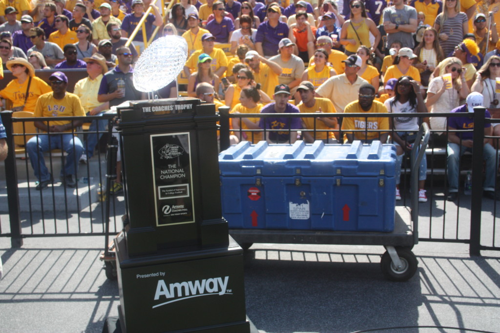 The National Championship Trophy paid a visit to Death Valley in Baton Rouge,La