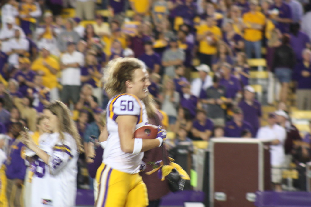 LB Christian Pittman running thru for LSU Senior Day
