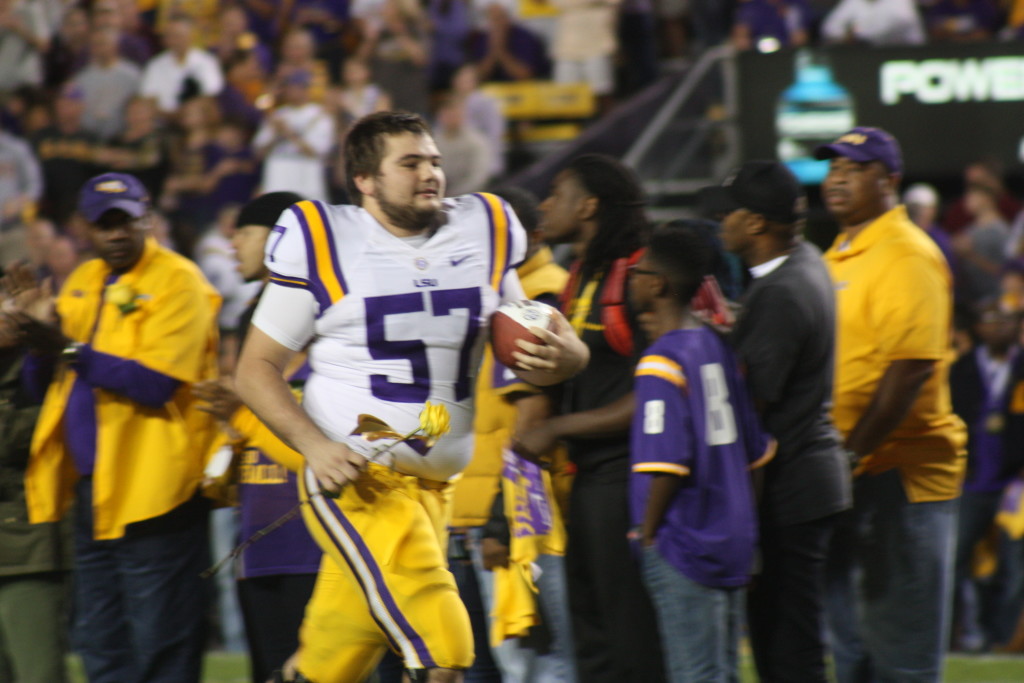 OL Cody Townsend celebrates Senior Day.