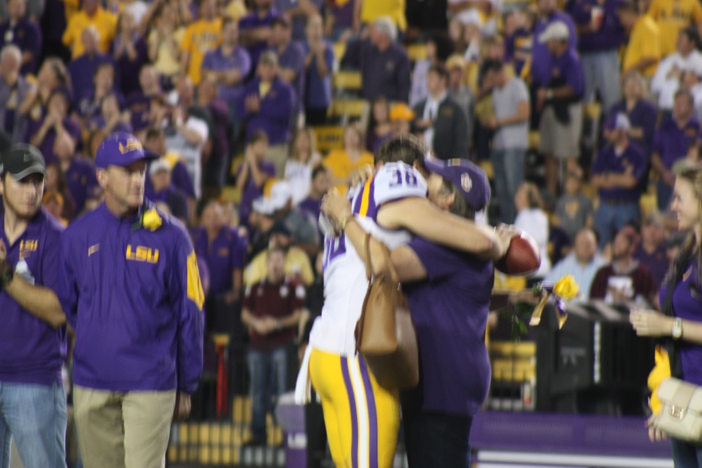P Jamie Keehn giving his mom a hug.