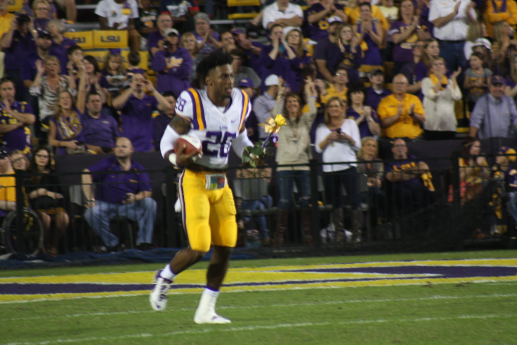 S Jalen Mills from Desoto,Tx celebrates LSU Senior Day