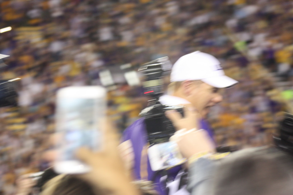 Coach Miles is very excited about the win over Texas AM.