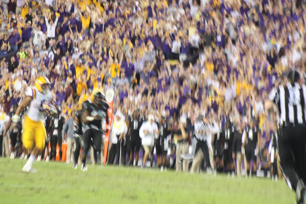 LSU Darius Geise broke open the game with this long toucdown run.