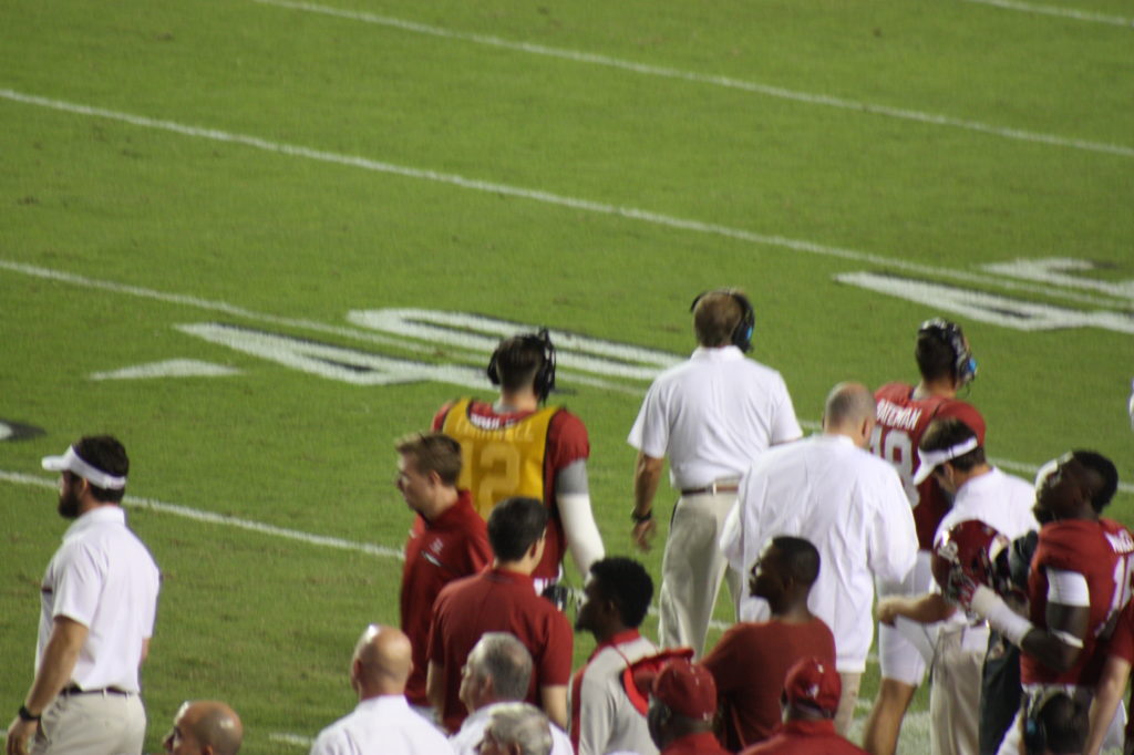 Nick Saban on the sidelines.