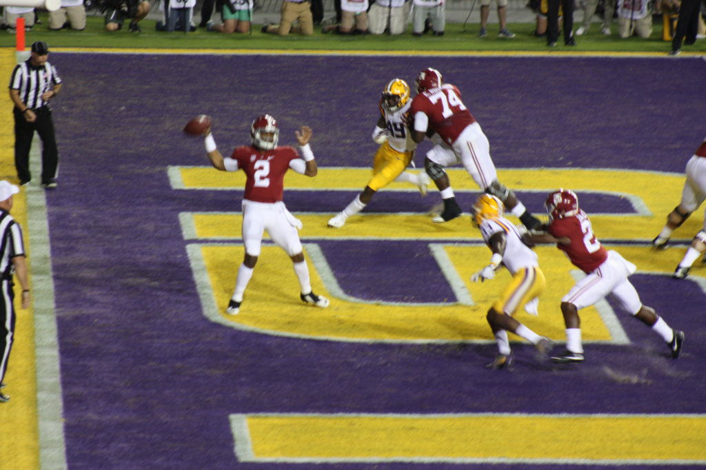 LSU Defense putting the pressure on Bama qb Jalen Hurts