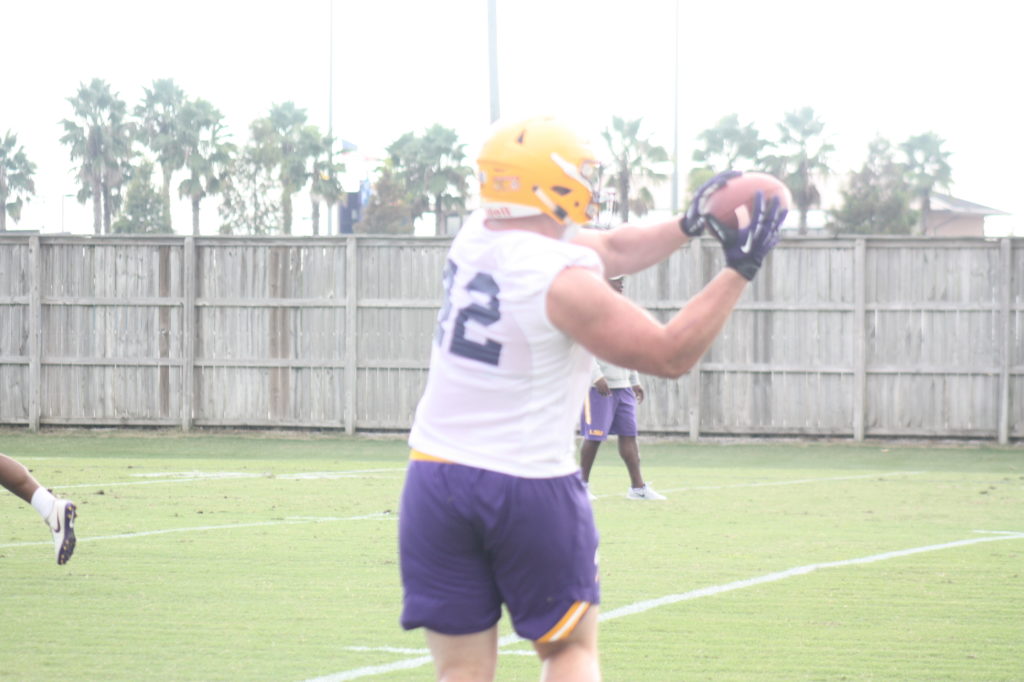 TE Aaron Moffitt hauls in a pass.