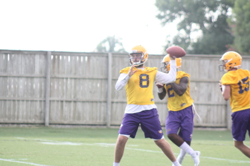 Backup Caleb Stevens getting in some reps at qb.